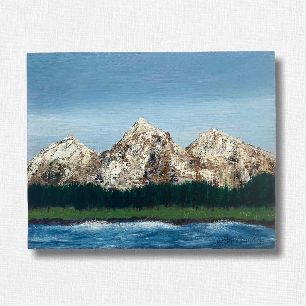 Original Mountain Landscape Painting, forests
